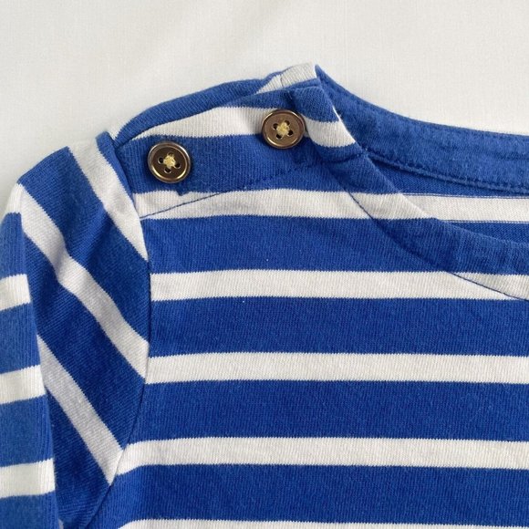 Crewcuts Blue And White Striped Boat Neck Three Quarter Sleeve Shirt Kids Size 6 - Picture 3 of 10